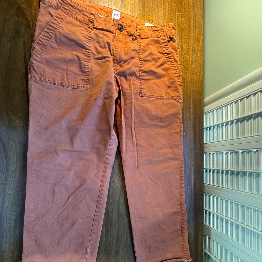 Gap Orange/Brown Girlfriend Khaki SZ 16 Straight Leg
